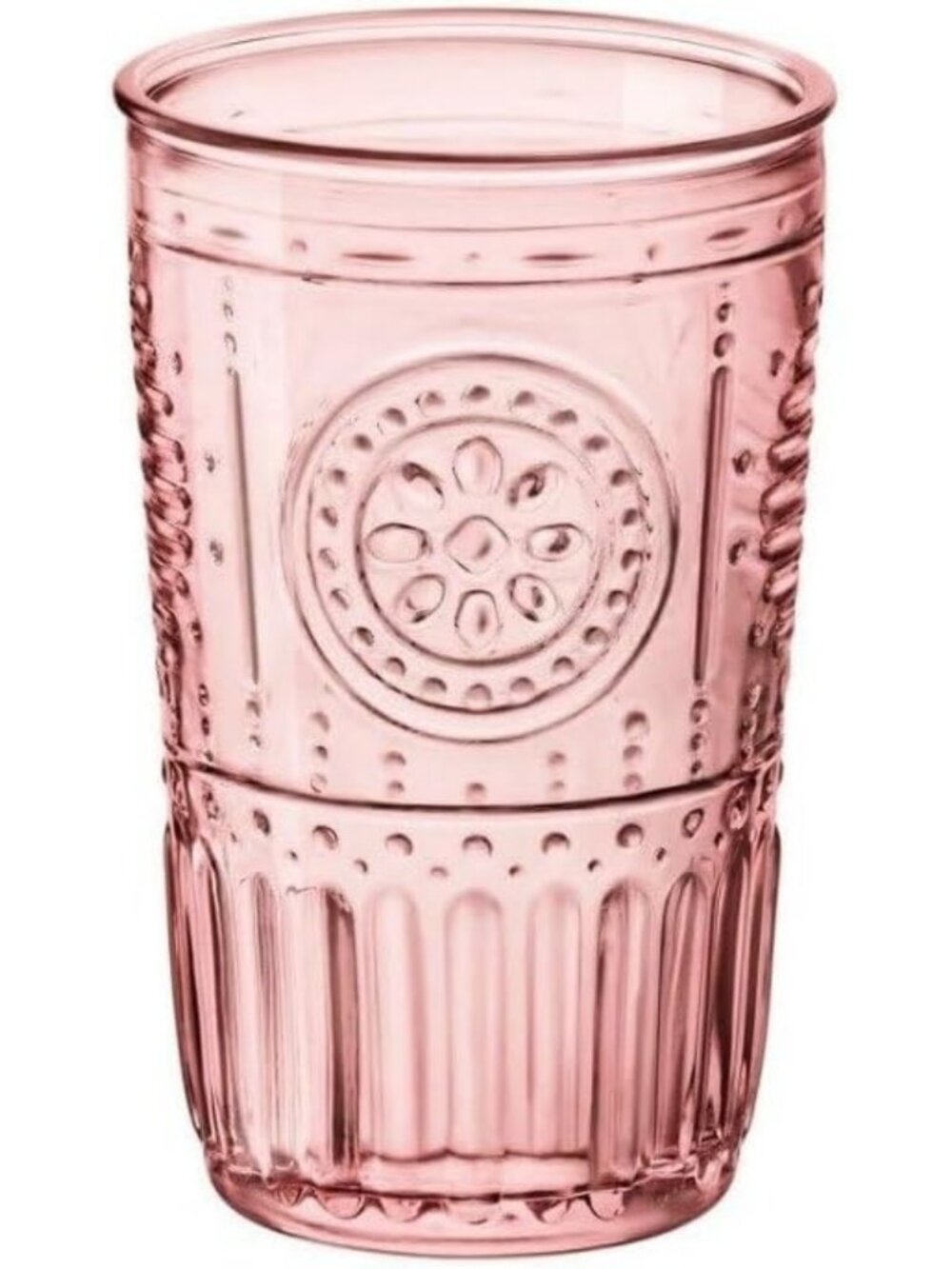 Set of 4 Colored Crystal Cooler Glasses - 16 Oz Cotton Candy Pink, Made in Italy